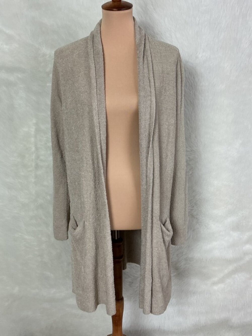 Barefoot Dreams Essential Long Cardigan Sweater Beige Sand NWT L